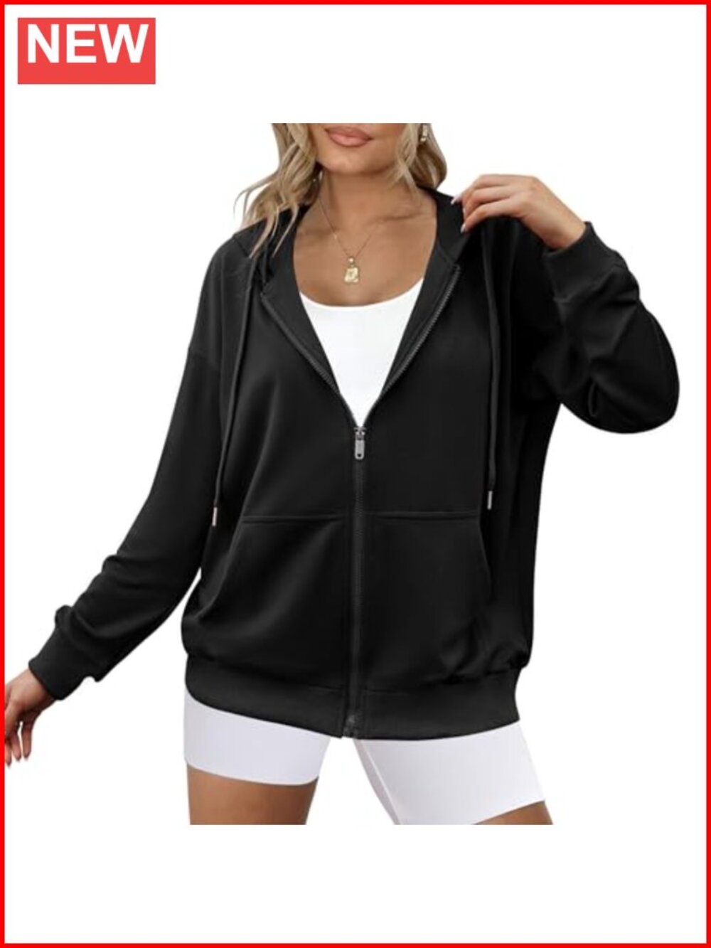 Zeagoo Women's Lightweight Full Zip Hoodie Oversized Sweatshirt